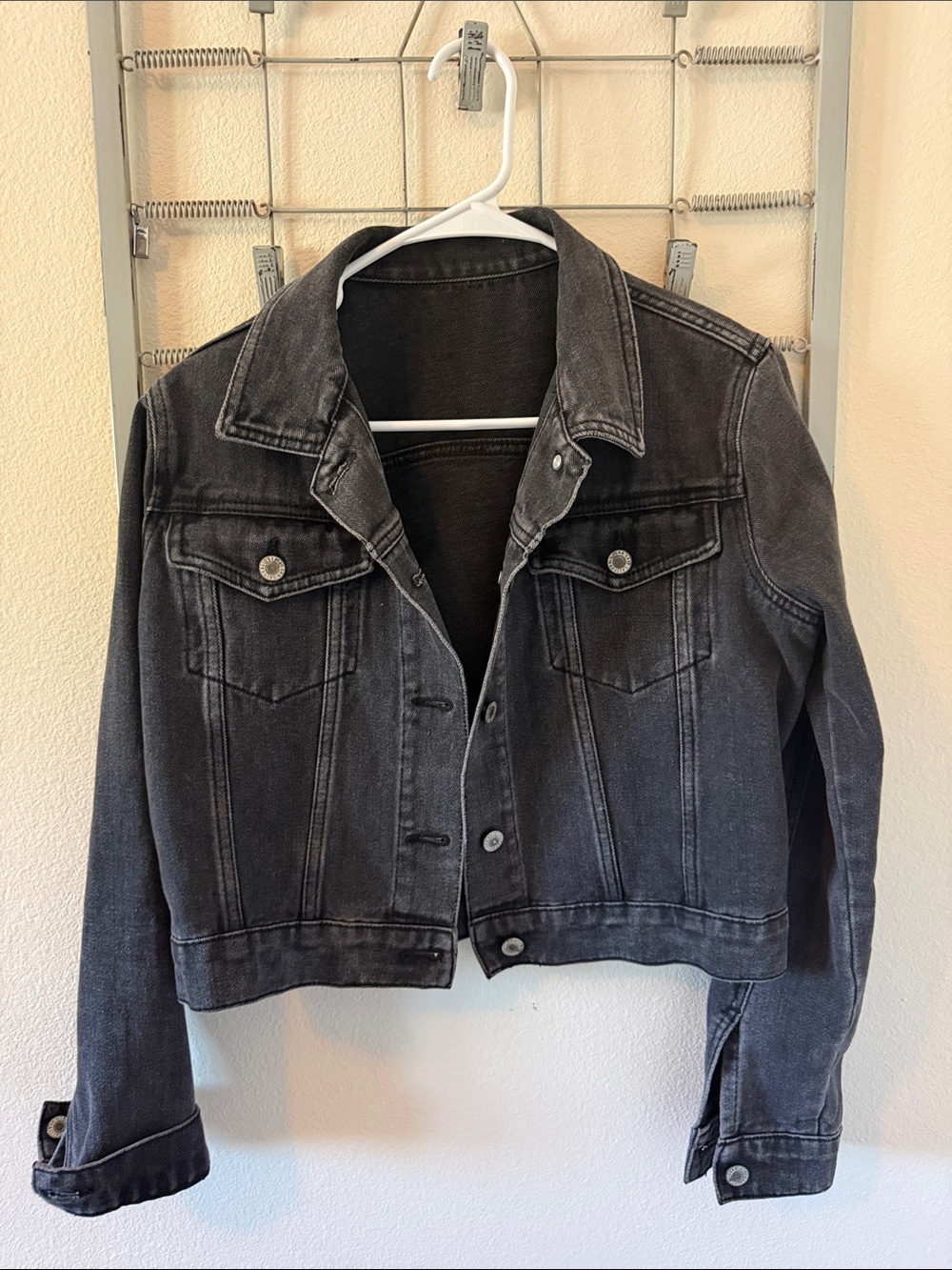 Brandy Melville/J.Galt Size Small Washed Black Cropped Denim Jacket